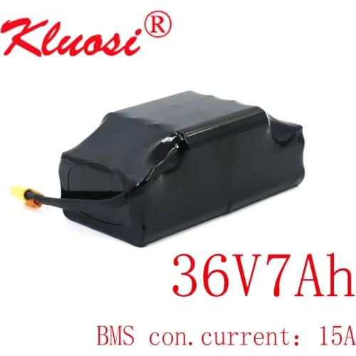 KLUOSI 36V 7Ah 10S2P 42V Lithium Battery Pack with 15A BMS for Balance Twist Car High Capacity Wheelbarrow Balancing Scooter