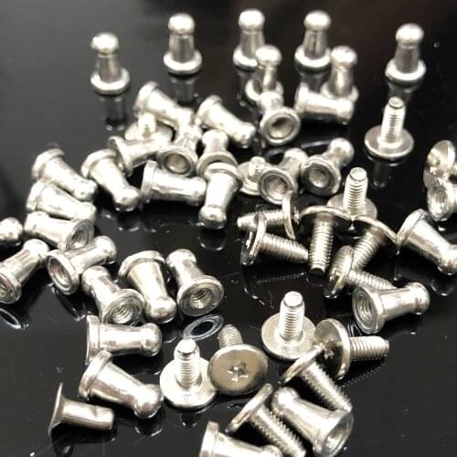 New 100PCS 9X4X6MM Silver Round Bottom Screw Spikes Metal Studs Rivets Screw Back Spots Cone Leather Craft Spikes Fit DIY Making