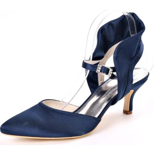 2021 New Lady Satin Evening Dress Shoes 2 inches Heels Victorian style Summer Sandals Pointed toe Pumps Slingback Women Shoes