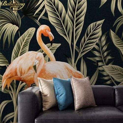 Beibehang Custom Tropical plant flamingo wallpaper for bedroom walls background photo mural 3D wall paper decorative painting