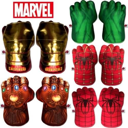 A Pair Disney Marvel Superheroes Figure Spider man iron man Hulk for kids toys boxing Gloves gift Gloves Performing Props Toys