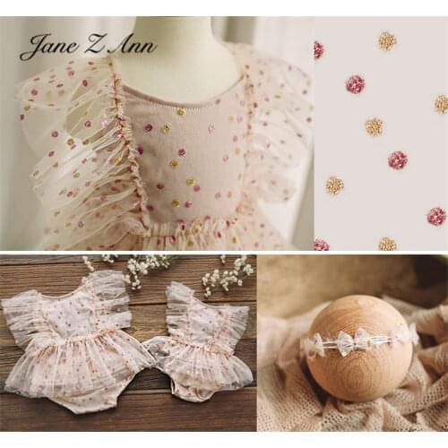 Pastel polka dot net yarn princess dress 100 days 1 year baby girl photo clothing newborn photography props