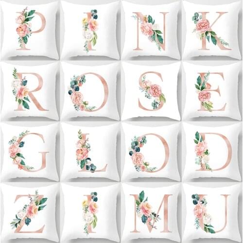 Valentines Day Gift Nordic ins Wind 45*45 cm Pillowcase Pink Rose Letter Peach Skin Pillowcase Home Decor Sofa Cushion Pillow