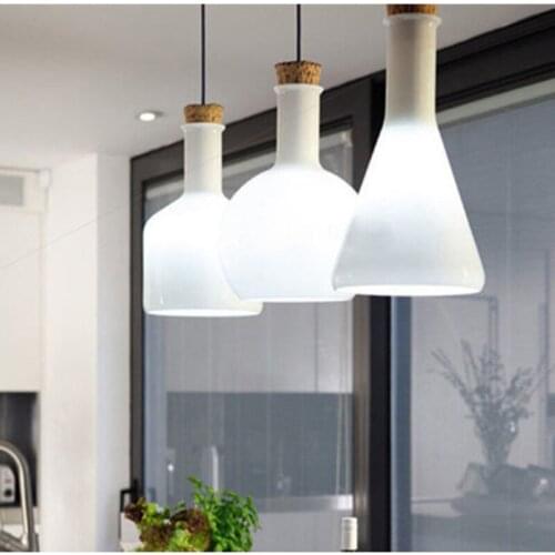 Pendant Lamps White Glass Bottle Modern Pendant Lights Glass Lampshade Bottle Pendant Lamp Flask Design Fixtures lamps PA0081