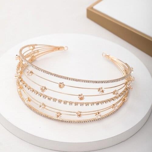 Luxury Headdress Hair Jewelry Headband Gold Gold Rhinestone Star Headband Women Hair Band Girls Party Bride Wedding Headwear VL