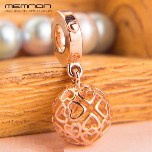 Rose Harmonious Hearts Pendant dangle Charms fit 925 sterling Silver charm Bracelets Necklaces DIY pendants for jewelry making