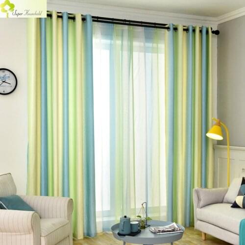 Modern Strips English Alphabet Curtains for Living Room Bedroom Blackout Finished Window Screen Green Red Curtain Fabric
