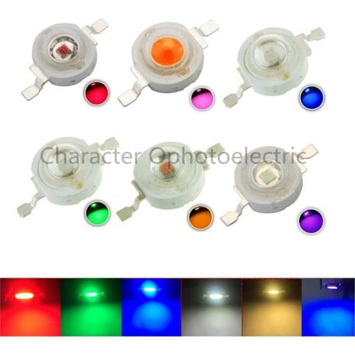 100pcs LED 1w 3w High Power LED Chip, RGB Red Green Blue Yellow Cold White Nature White Warm White IR 850 IR 940nm Light Source