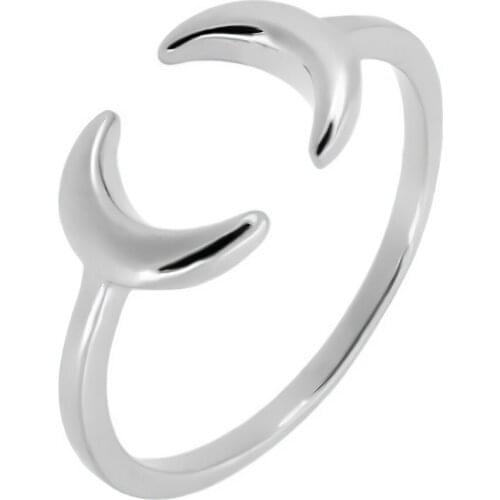 DARK DIAMOND-two moons ring in 925 sterling silver. Comfortable jewel for daily use. Adjustable