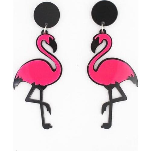 Temperamental Exquisite Emulational Flamingo Eardrop Sweet Cute Gorgeous Long Animal Earrings Student Bosom Friend Jewelry Gift