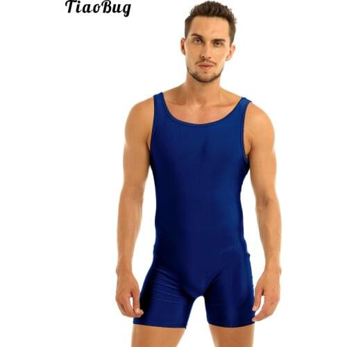 TiaoBug Mens Sleeveless Stretchy One-Piece Sport Gym Bodysuit Leotard Dance Biketard Unitard Jumpsuit