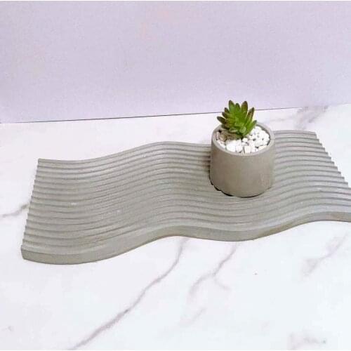 Wave Design Silicone Concrete Coaster Molds Pot Holder Base Tray Mold Table Storage tray Mold Soap Dish Plate Mold