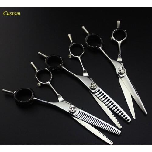 Custom name japan 440c 6 inch bilateral hair cutting scissors barber makas thinning shears haircut scissor hairdressing scissors