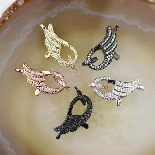 20*10mm 5pcs/lot Fancy colorful cz lobster clasp ,feather shape cz charm,handmade diy necklace/bracelet jewelry component