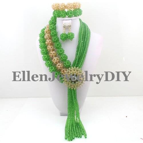 Hotest 2019 womens Jewelry Crystal Beads African Jewelry Set Nigerian Wedding Necklace Free Shipping W9023