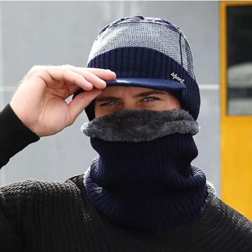 Winter Hat Scarf Set 2Pcs For Men Women Hat Warm Scarf Hat Set Male Female Knitted Hat Scarf outdoor warm suit Crochet Caps New