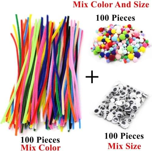 1Set Plush Stick Pompoms Rainbow Color Chenille Stems For Kid Creative Educational DIY Toy Dolls Material Handmade Art Craft