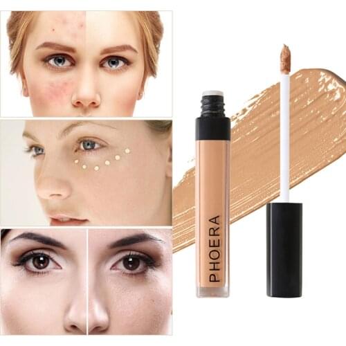 PHOERA 1Pc 10-colors Natural Base Makeup Black Eyes Freckle Acne Cover Liquid Concealer Oil-control Foundation Cream TSLM2