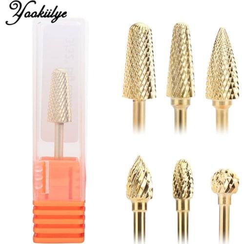 1pc Gold Alloy Tungsten Nail Drill Bit Milling Cutter For Electric Manicure Machine Nail Art Polishing Head Nail Polishing Drill