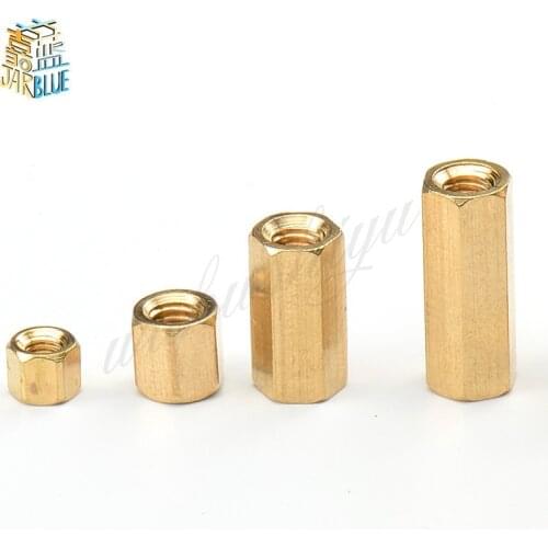 100pcs/lot M3*L (4mm~100mm) Brass Standoff Spacer Female Female M3*L Brass Threaded Spacer hex spacer