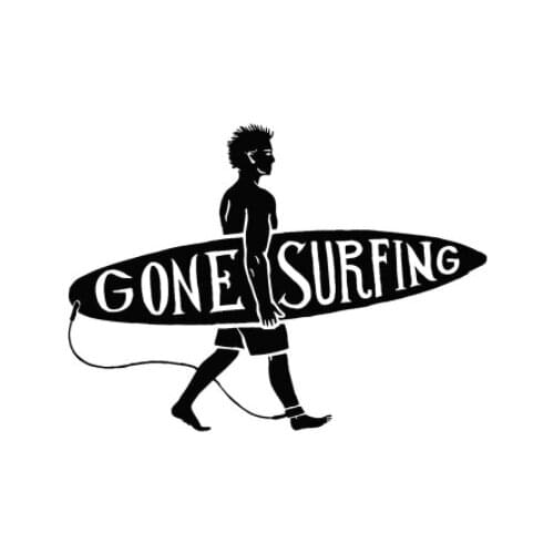 16.7CM*12.2CM Surfing Guy Surf Beach Surfer Fashion Stickers Decals Car Accessories Vinyl Black/Silver N1282