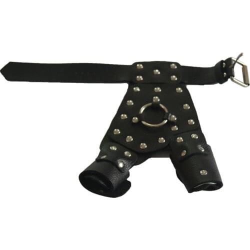 1pk Archery fish hunting hand glove slingshot fishing finger guards PU leather black