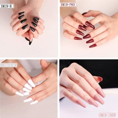 24Pcs Extra Long False Nails Tip Colorful Stiletto Tips Ballet Coffin Fake Nail UV Gel Manicure Easy Wear Artificial Nails