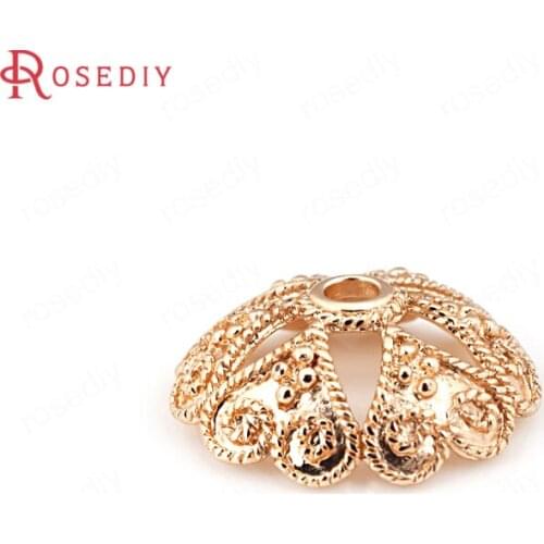 4PCS 19MM 24K Champagne Gold Color Plated Brass Beads Caps Tassel Caps High Quality Diy Jewelry Accessories