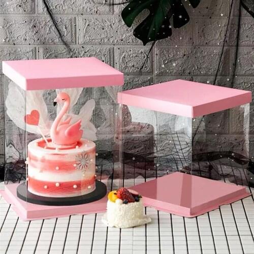 4pcs Cake Packaging Box Cake Container Transparency Cake Box Cake Wrapping Box
