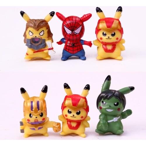 6pcs/set Pokemon Pikachu Figures Pokémon Cartoon Mini Elf Ornament Cake decor Pvc Cosplay Model Pikachu Collection Gifts Kid Toy