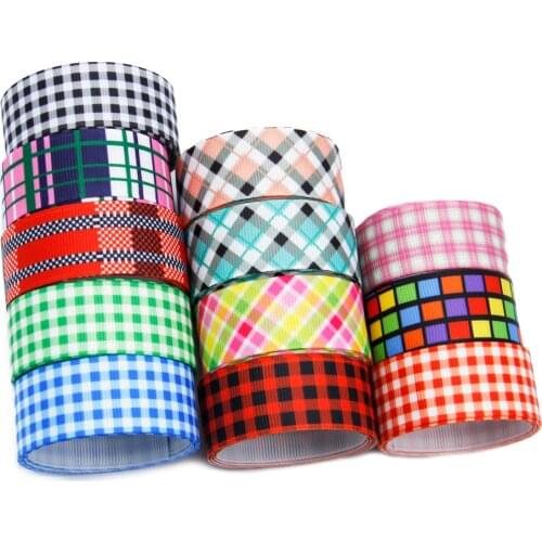7/8"(22mm) Plaid Grosgrain Ribbon Tape Fabric DIY Wrapping/Party/Hair Bow Decoration Art Sewing Material,5Yc584