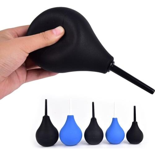 89mL/160ml/220ml Pear Shaped Enema Rectal Shower Cleaning System Silicone Gel Blue Ball For Anal Anus Colon Enema Anal Cleaning