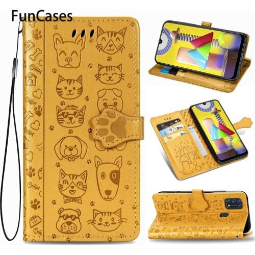 Cute Kitten Phone Accesories For cover Samsung M40S Case Iphone Caso PU Leather Phone Bag Kryty Samsung armor M31 M80S M60S M30S