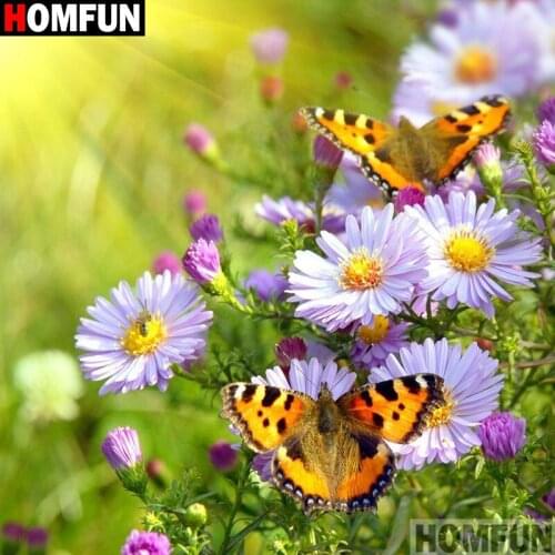 Homfun Full Square/Round Drill 5D DIY Diamond Painting "Flower butterfly" 3D Embroidery Cross Stitch Home Decor Gift A11992