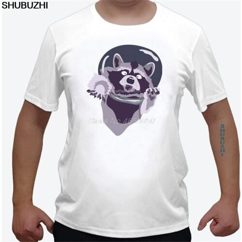 Astronaut Raccoon Men T Shirt 100% cotton Short Sleeve O Neck Tshirt Boy Tee-shirt euro size New T-shirt For Teenage