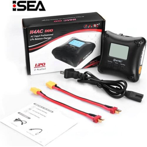 HTRC H4 Duo Balance Charger 20W *2 2A*2 Dual Channal Professional Mini Battery Charger for 2-4s Lipo Battery Charging