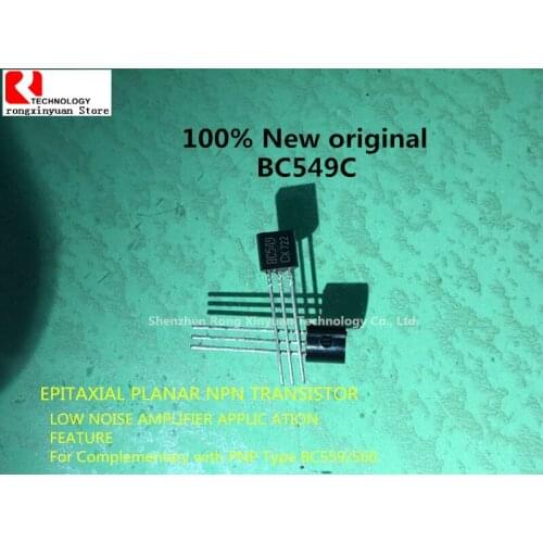 100% New original BC549C BC549 BC549-C-AT/P BC549-C BC549CTA EPITAXIAL PLANAR NPN TRANSISTOR LOW NOISE AMPLIFIER APPLIC ATION