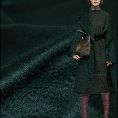 White WaxberryForest Green Ripple Mohair Wool Fabrics Garment Materials Winter Women Overcoat Sewing DIY clothes Freeshipping