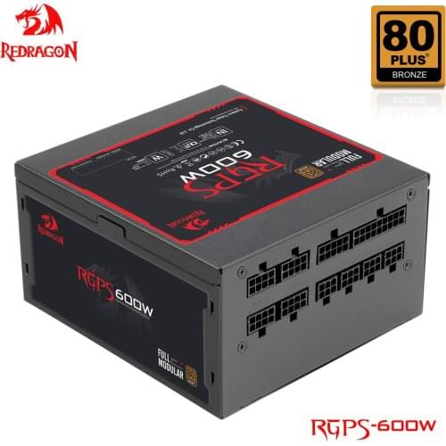 REDRAGON RGPS 600W PC PSU Power Supply 80PLUS Bronze Gaming Quiet 120mm Fan 24pin ATX/EPS 12V PFC FULL MODULAR computer BTC