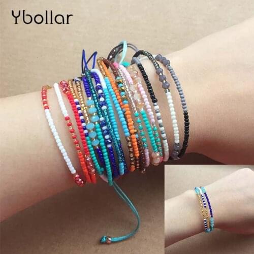 Rice Beads Bracelets Fashion Women Unique Handmade Braided Rope Colorful Seed Beads Multi-layer Adjustable Bracelet Jewelry