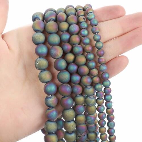 Natural Stone Beads Plated Colors Smile Agate Charm Round Loose Beads For Jewelry Making Needlework Bracelet Diy Strand 4-12MM