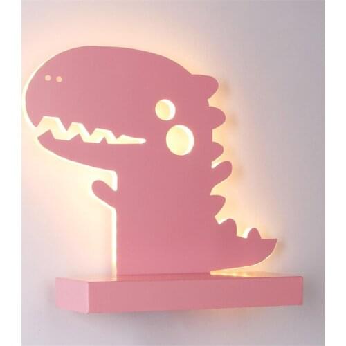 Children Cartoon Dinosaur Rack Wall Lamps Girl Bedroom Bedside Lamps Creative Living Bathroom Wall Led Sconces Lights Lighting
