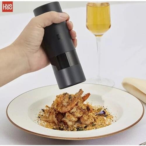 Huohou Electric Automatic Mill Pepper and Salt Grinder LED Light 5 Modes Peper Spice Grain Porcelain Grinding Core Mill Kitchen