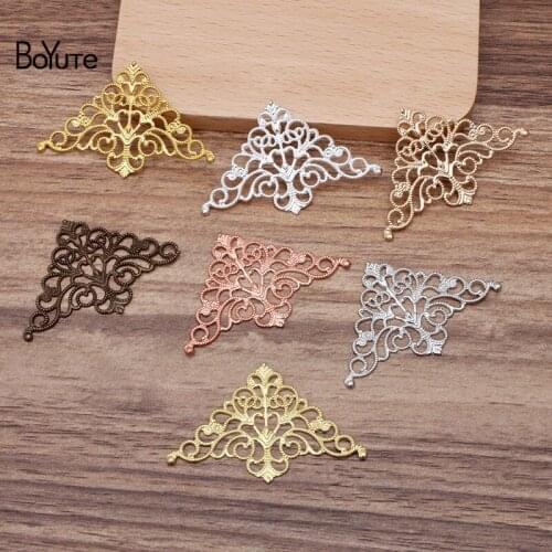 BoYuTe (50 Pieces/Lot) 32*50MM Metal Brass Flower Filigree Findings Diy Hand Made Jewelry Accessories Parts Wholesale