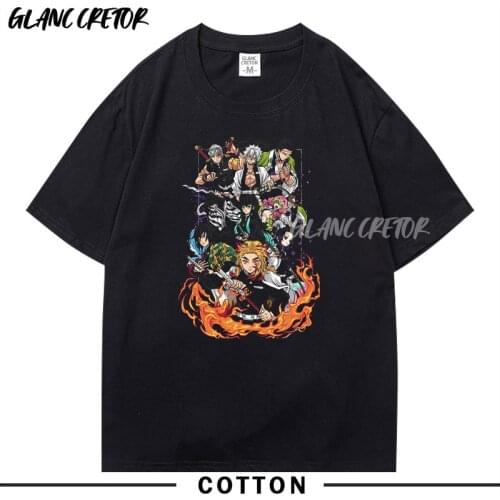 Kimetsu no Yaiba T-shirt for Men Short Sleeve Anime T Shirt 100% Cotton Tee Tops Streetwear Harajuku T-Shirt