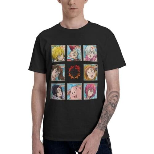 The Seven Deadly Sins Anime T-shirt Men T Shirt Short Sleeve 100% Cotton Elizabeth Liones And Ban Nanatsu No Taizai Tshirt Tee