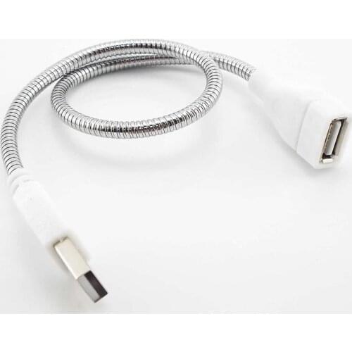 DC 5v USB Male to Female connector Flexible Hose Power Supply Adapter Metal Cord desk tube Extension power holder LED Light Fan