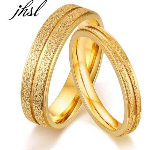 JHSL Lovers Couples Men Women Rings Wedding Valentines Day Gift Fashion Jewelry Stainless Steel US size 6 7 8 9 10 11 12