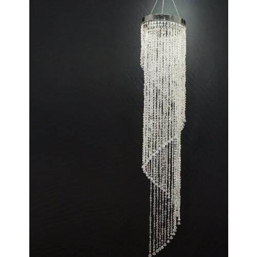 Camal 1PCS Assembled Spiral 120CM Tall 22CM Chrome Centerpiece Frame Drops Pendant Iridescent AB Acrylic Beads Chain Chandelier