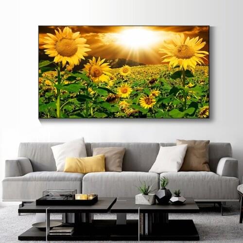 Nordic Morden Flower Canvas Painting Sunflower Plant Picture Decoration Poster Print Living Room Bedroom Landscape Wall Art Home